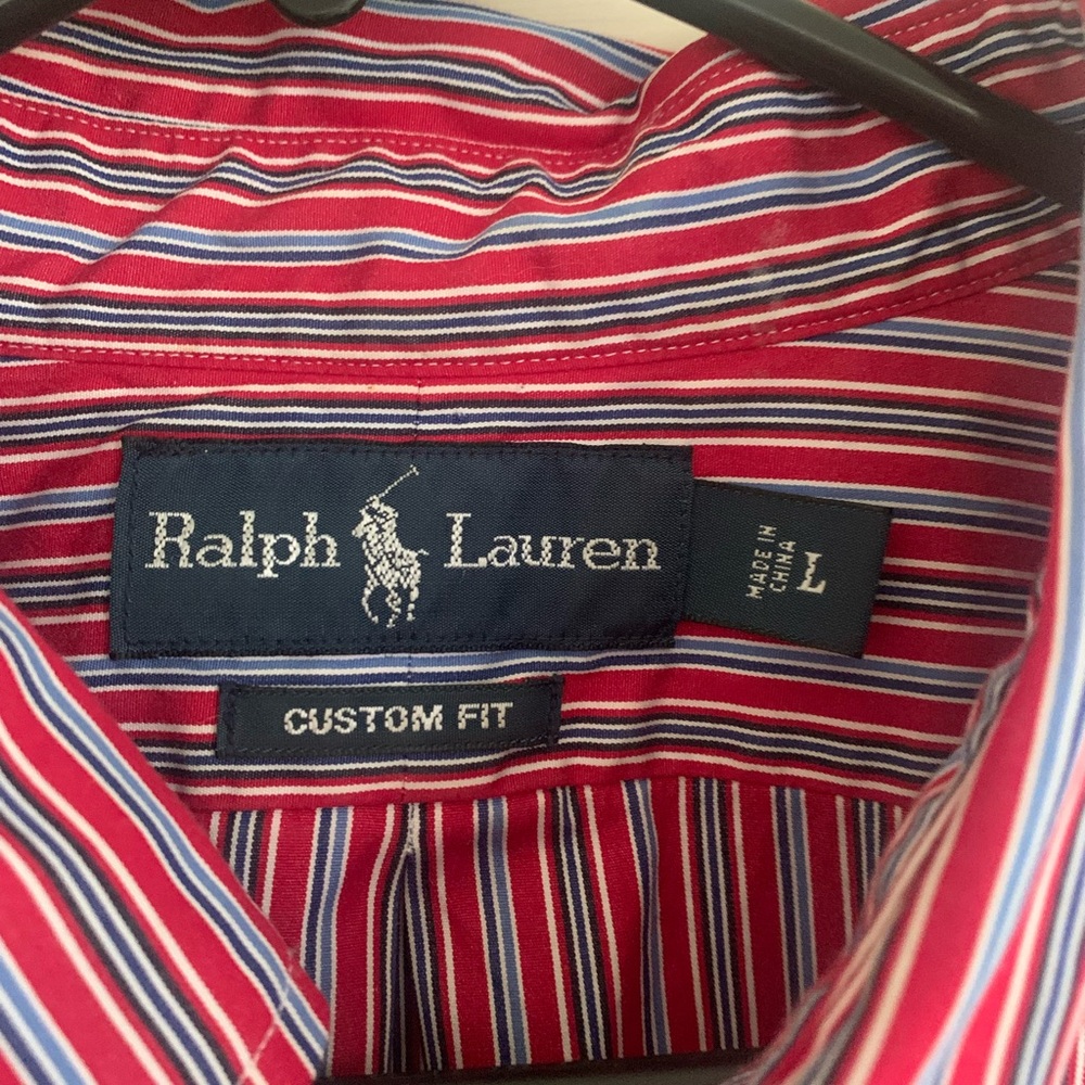 Ralph Lauren Custom Fit Striped Long Sleeve Button Shirt Men’s Size Large - Picture 11 of 12